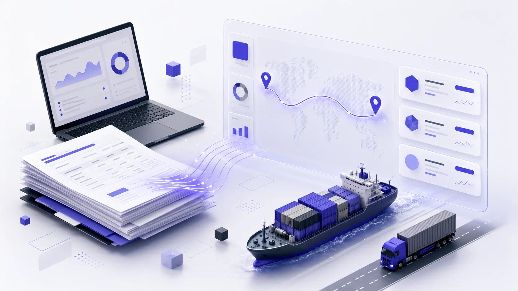 Freight documents, routes, and shipment data flowing into a pricing workspace